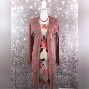 Salmon colored knit cardigan
